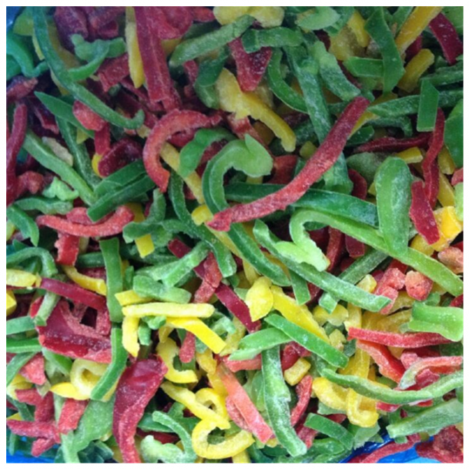Fresh Green Red and Yellow Peppers Cut Strips of Frozen Mixed Sweet Peppers at Beautiful Prices 2