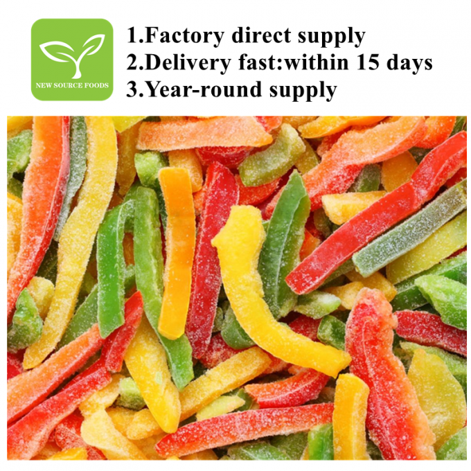 Fresh Green Red and Yellow Peppers Cut Strips of Frozen Mixed Sweet Peppers at Beautiful Prices 3